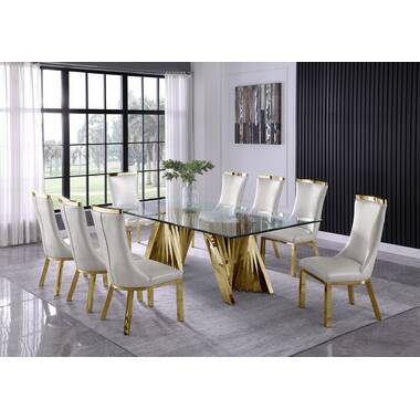 8 person glass online dining table